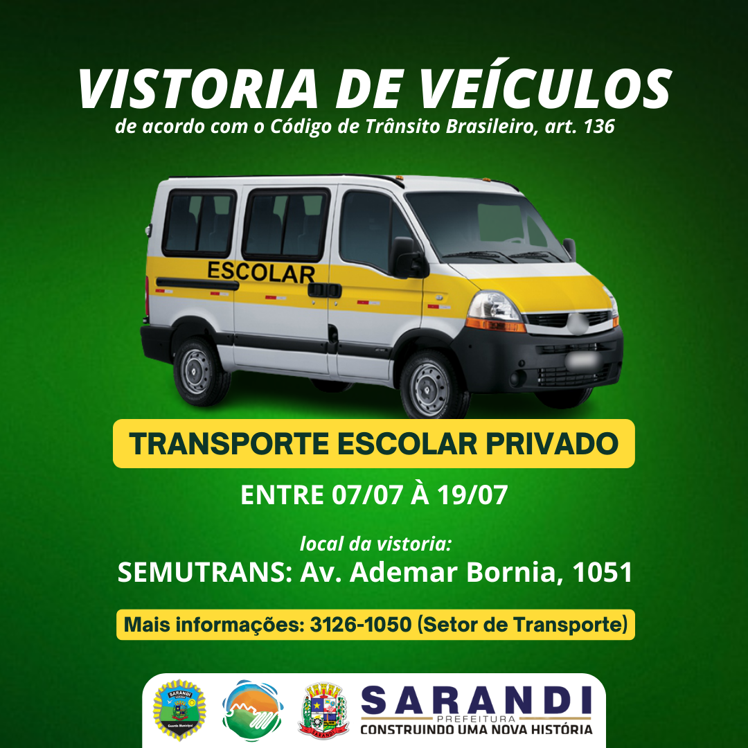 Vistoria de veículos do Transporte Escolar Privado